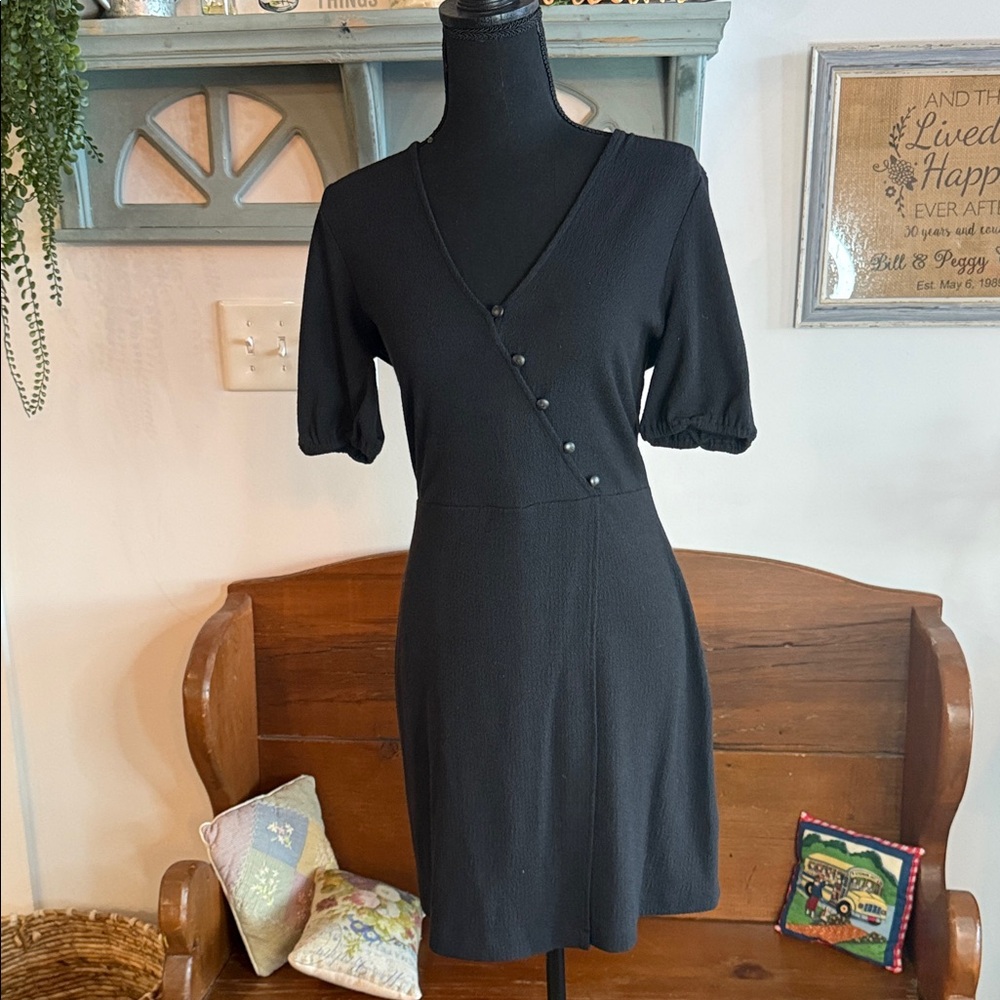Madewell Black Dress with Button Detail